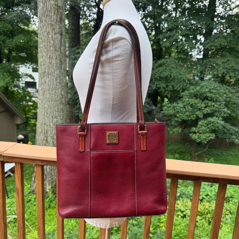 Dooney & Bourke Burgundy Red Leather Tote Shoulder Bag Gold Hardware